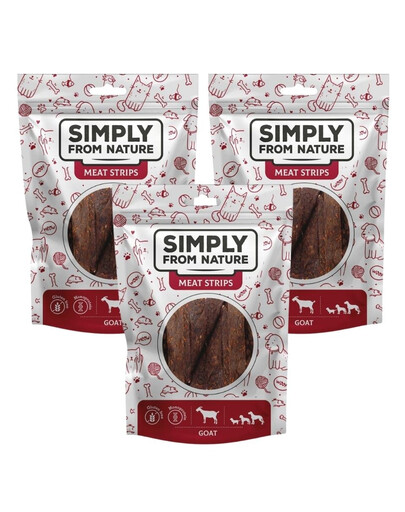 SIMPLY FROM NATURE Meat Strips Kozí stripsy pro psy 3x80 g