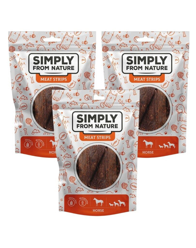 SIMPLY FROM NATURE Meat Strips Stripsy z koňského masa pro psy 3x80 g