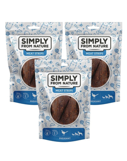 SIMPLY FROM NATURE Meat Strips Bažantí stripsy pro psy 3x80 g