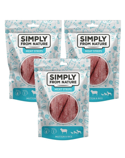 SIMPLY FROM NATURE Meat Strips Skopové s rýží pro psy 3x80 g