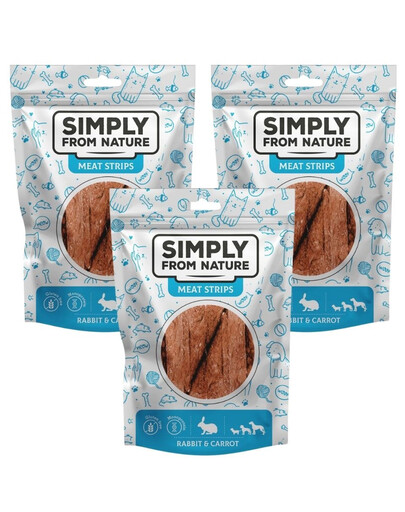 SIMPLY FROM NATURE Meat Strips Králík s mrkví pro psy 3x80 g