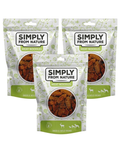 SIMPLY FROM NATURE Meat Noodles Jelení a zvěřinové rolky pro psy 3x80 g
