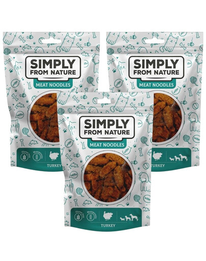 SIMPLY FROM NATURE Meat Noodles Krůtí rolky pro psy 3x80 g