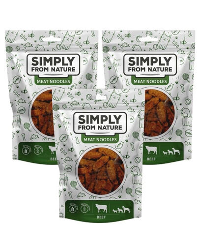 SIMPLY FROM NATURE Meat Noodles Hovězí rolky pro psy 3x80 g