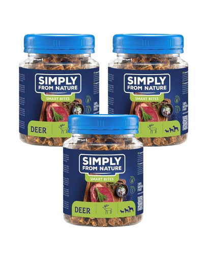 SIMPLY FROM NATURE Smart Bites Tréninkové pamlsky z jeleního masa  3x130 g