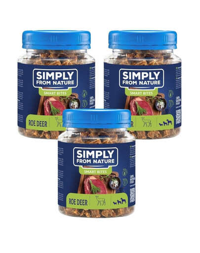 SIMPLY FROM NATURE Smart Bites Srnčí tréninkové pamlsky  3x130 g