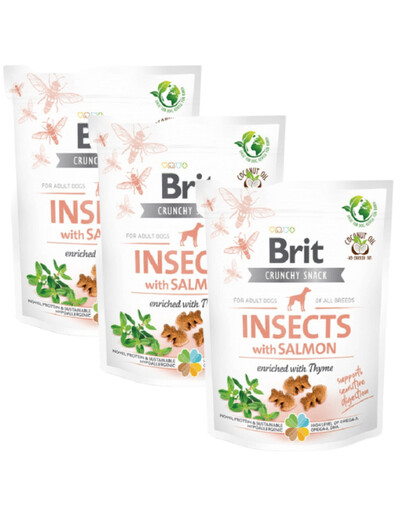 BRIT Care Dog Functional Snack Insect s lososem 3x200 g
