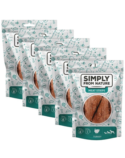 SIMPLY FROM NATURE Meat Strips pamlsky s krůtím masem pro psy  5x80 g