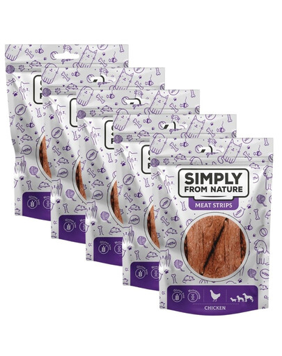 SIMPLY FROM NATURE Meat Strips pamlsky s kuřecím masem pro psy 5x80 g