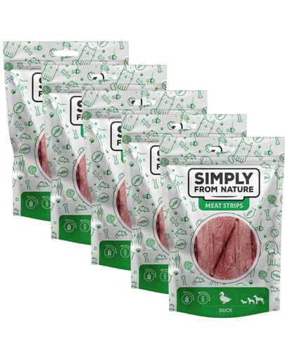 SIMPLY FROM NATURE Meat Strips pamlsky s kachním masem pro psy 5x80 g
