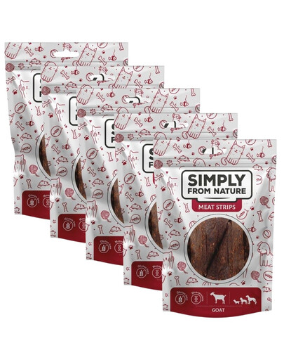 SIMPLY FROM NATURE Meat Strips Kozí stripsy pro psy 5x80 g
