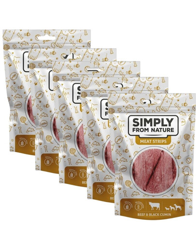 SIMPLY FROM NATURE Meat Strips Hovězí pro psy 5x80 g