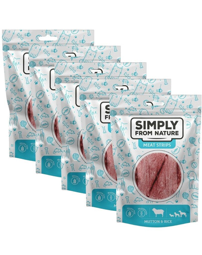 SIMPLY FROM NATURE Meat Strips Skopové  s rýží pro psy 5x80 g