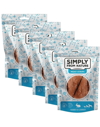SIMPLY FROM NATURE Meat Strips Králík s mrkví pro psy 5x80 g