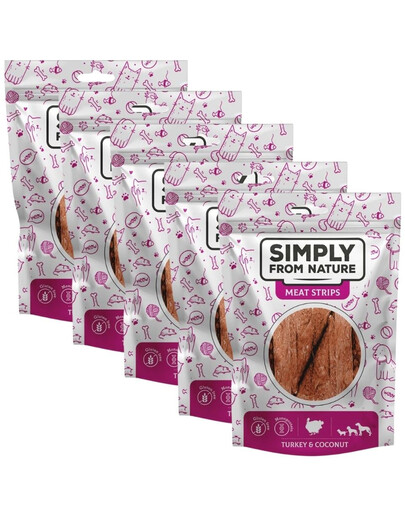 SIMPLY FROM NATURE Meat Strips Krůtí s kokosem pro psy  5x80 g