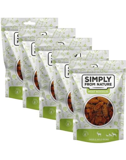 SIMPLY FROM NATURE Meat Noodles Jelení a zvěřinové rolky pro psy 5x80 g