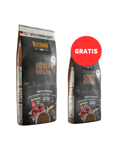 Levně BELCANDO Adult Iberico & Rice M-XL 12.5 kg + 1kg ZDARMA