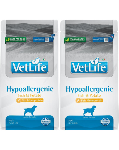 FARMINA Vet Life Hypoalergenní krmivo s rybami a bramborami pro psy s alergiemi 2 x 2 kg