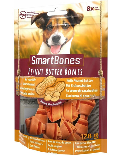 SmartBones Peanut Butter Mini 8 ks kousací tyčinky pro malé psy