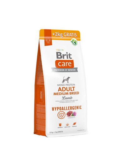 BRIT Care Hypoallergenic Adult Medium Breed Lamb 12kg + 2 kg ZDARMA
