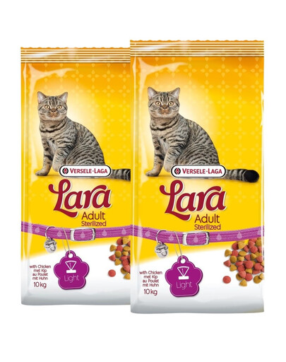 VERSELE-LAGA Lara krmivo pro dospělé a sterilizované kočky 20 kg (2 x 10 kg)
