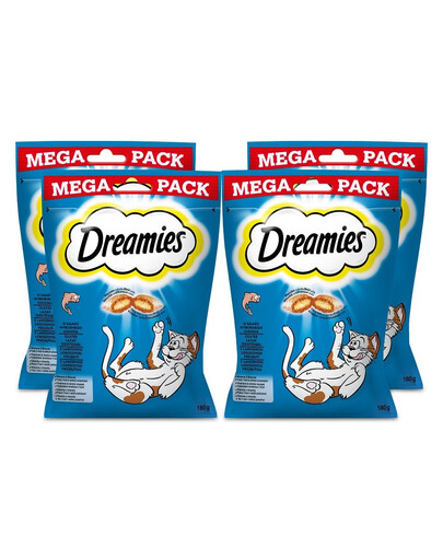 DREAMIES Mega Pack 4x180g lahodné pamlsky pro kočky s příchutí lososa