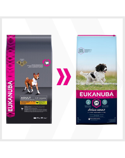 EUKANUBA Active Adult Medium Breeds Chicken bohatá na čerstvé kuře 15 kg