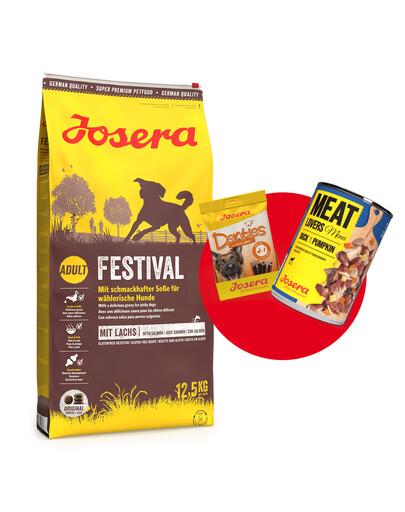 Levně JOSERA Festival 12,5kg + 1x Denties & Meat Lovers ZDARMA