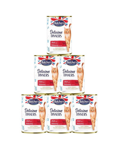 BUTCHER'S Delicious Dinners kousky hovězího v želé 6 x 400g