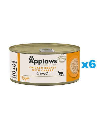 Levně APPLAWS Cat Adult Kuřecí prsa a sýr ve vývaru 6x70 g