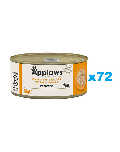 Levně APPLAWS Cat Adult Kuřecí prsa a sýr ve vývaru 72x70 g