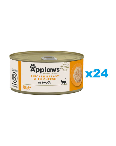 Levně APPLAWS Cat Adult Kuřecí prsa se sýrem ve vývaru 24x70 g