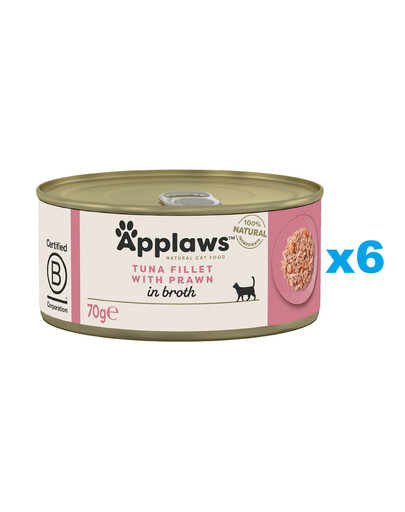 Levně APPLAWS Cat Adult Tuňák a krevety ve vývaru 6x70g