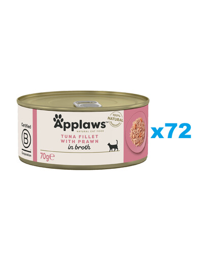 Levně APPLAWS Cat Adult Tuňák a krevety ve vývaru 72x70g