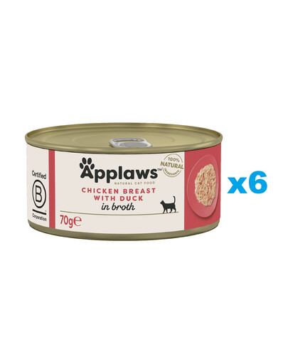 Levně APPLAWS Cat Adult Kuřecí prsa a kachna ve vývaru 6x70g