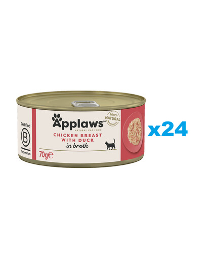 Levně APPLAWS Cat Adult Kuřecí prsa a kachna ve vývaru 24x70g