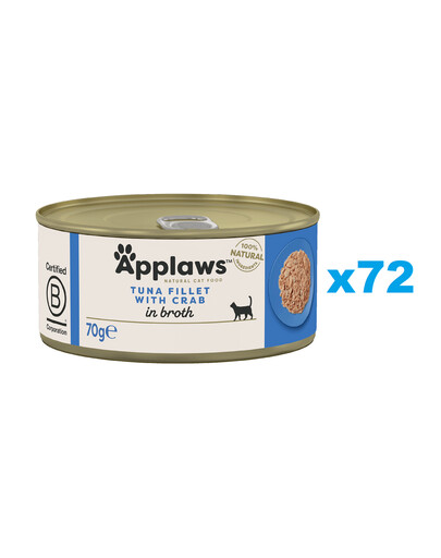 Levně APPLAWS Cat Adult Tuňák a Krab ve vývaru 72x70 g