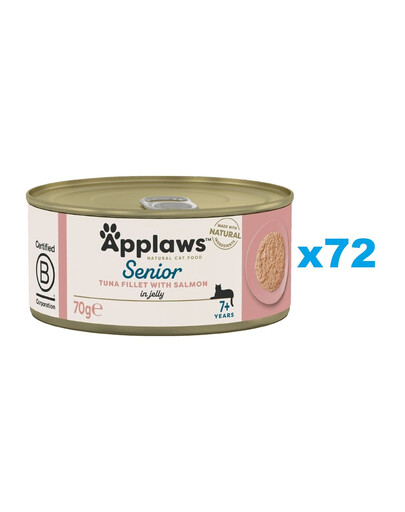 APPLAWS Cat Senior Jelly Tuňák a Losos v želé 72x70g
