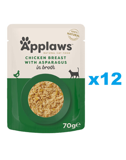 Levně APPLAWS Cat Adult Pouch Chicken Breast with Asparagus in Broth 12x70 g
