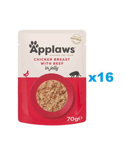 Levně APPLAWS Cat Adult Jelly Pouch Kuřecí prsa a hovězí v želé 16x70 g