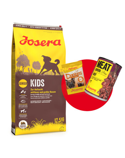 Levně JOSERA Kids 12,5kg + 1x Denties & Meat Lovers ZDARMA