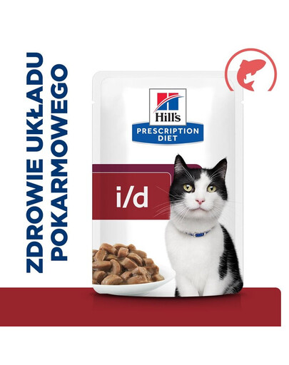 HILL'S Prescription Diet i/d Digestive Care vlhké krmivo pre mačky s lososom 12x85g sáčkov
