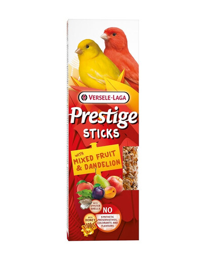 VERSELE-LAGA Prestige Sticks 2 klasy s ovocnou směsí a pampeliškou pro kanáry 60g