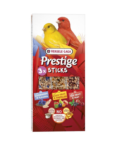 VERSELE-LAGA Prestige Sticks 3 různé tyčinky pro kanáry 90 g