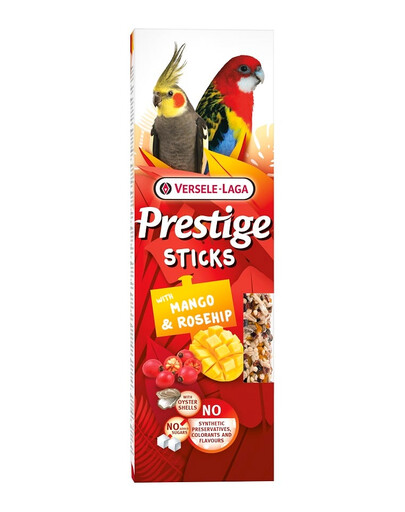VERSELE-LAGA Prestige Sticks 2 tyčinky s mangem a šípky pro střední papoušky 140 g