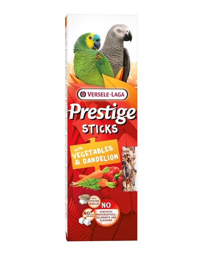 VERSELE-LAGA Prestige Sticks 2 tyčinky se zeleninou a pampeliškou pro velké papoušky 140 g