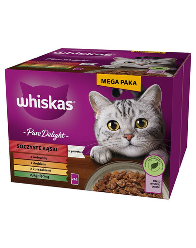 WHISKAS Adult Pure Delight Šťavnaté kousky v želé 24x85g