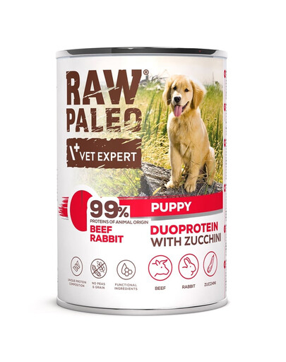 Levně RAW PALEO Beef Rabbit Puppy 400g hovězí mokré krmivo s králíkem pro štěňata