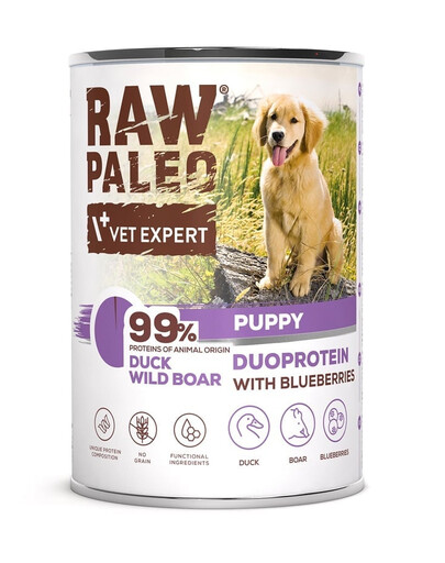 Levně RAW PALEO Duck&Boar Puppy 400g mokré krmivo pro štěňata z kachny a divočáka