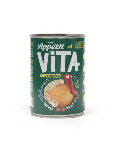 COMFY APPETIT VITA Superfood Indyk 400g monoproteinové krmivo pro psy